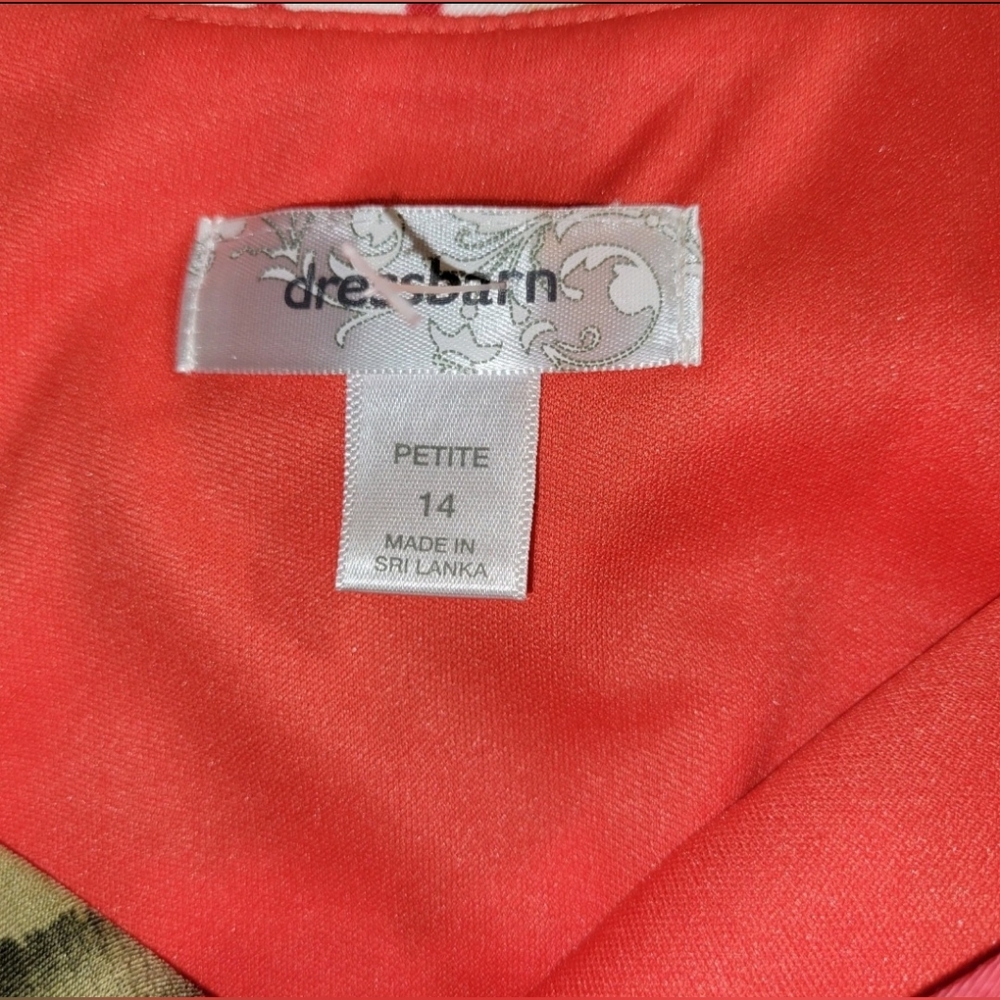 Dressbarn Sleeveless Tiered White Orange Knee Length Sz 14 Petite Women's - Picture 8 of 8